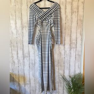 Brand New - SHEIN Blue and White Striped Long Sleeve Dress